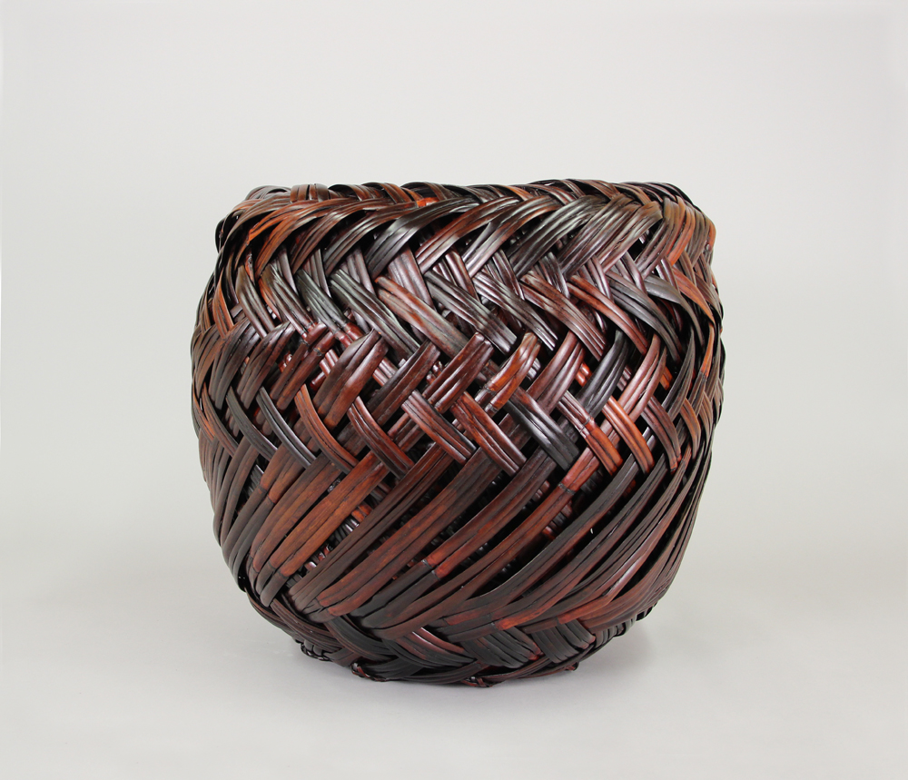 A woven bamboo basket.