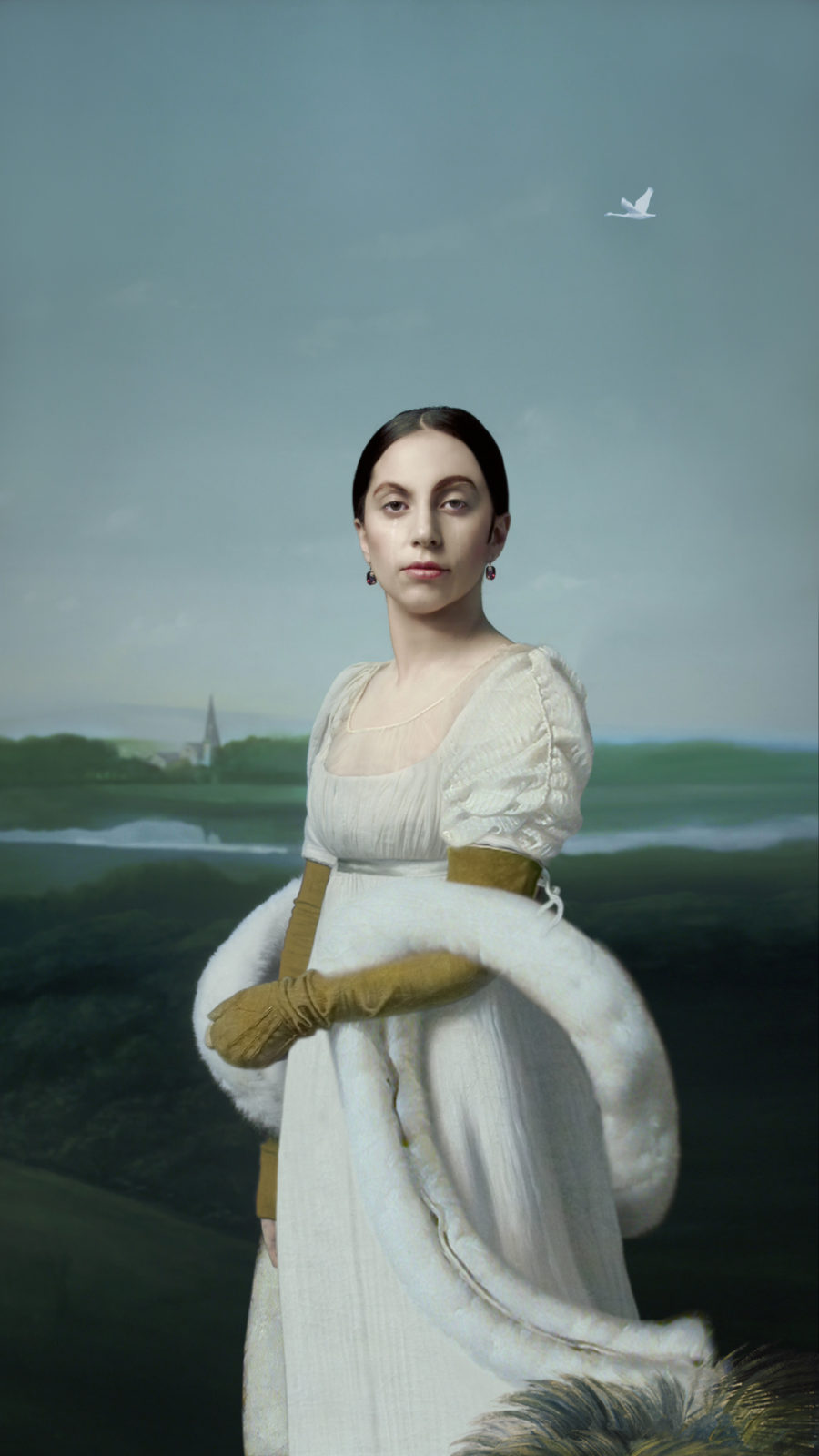 Robert Wilson’s video portrait depicts Lady Gaga in the guise of an early 19th century French aristocrat. Styled as the famous painting of Mademoiselle Caroline Riviere, in the collection Louvre by Neoclassical artist Jean Auguste Dominque Ingres, Lady Gaga inhabits the persona of the original sitter, an elegant teenager who died within a year of the painting's completion.
