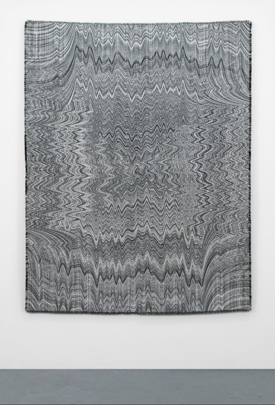 Squint is a data visualization of electronic, biometric measurements. Imagery in the Squint tapestry was created as the artist conducted a biometric reading of the electricity levels in her eye muscle as she squinted, using electromyography (EMG).