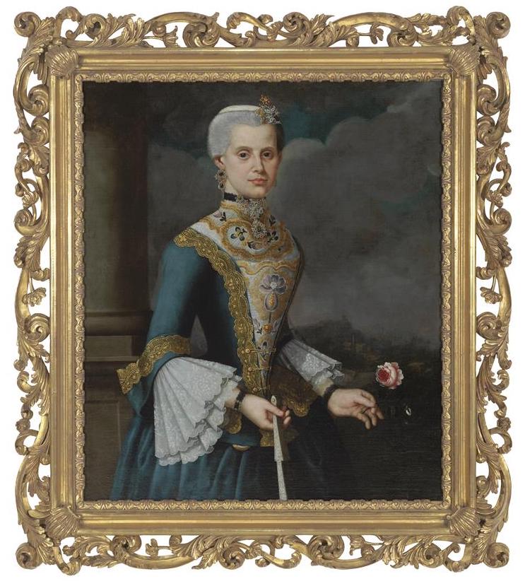 A painting depicting a portrait of Francisca Ramírez de Laredo y de Ulloa.
