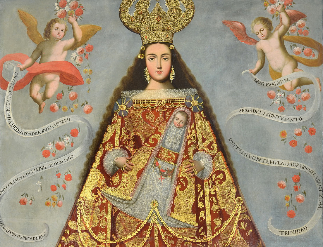 An ornate historic painting from the Spanish Americas.