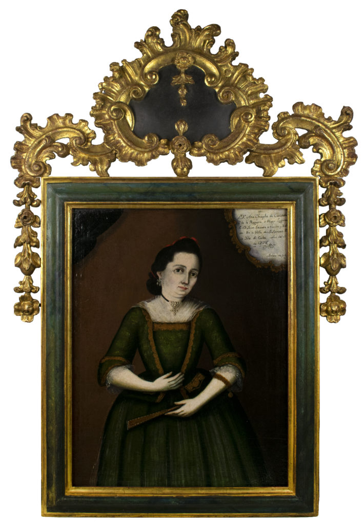 A painting depicting a portrait of Ana Josepha de Castañeda y de la Requere, wife of Juan Lázaro Merino y Zaldo.