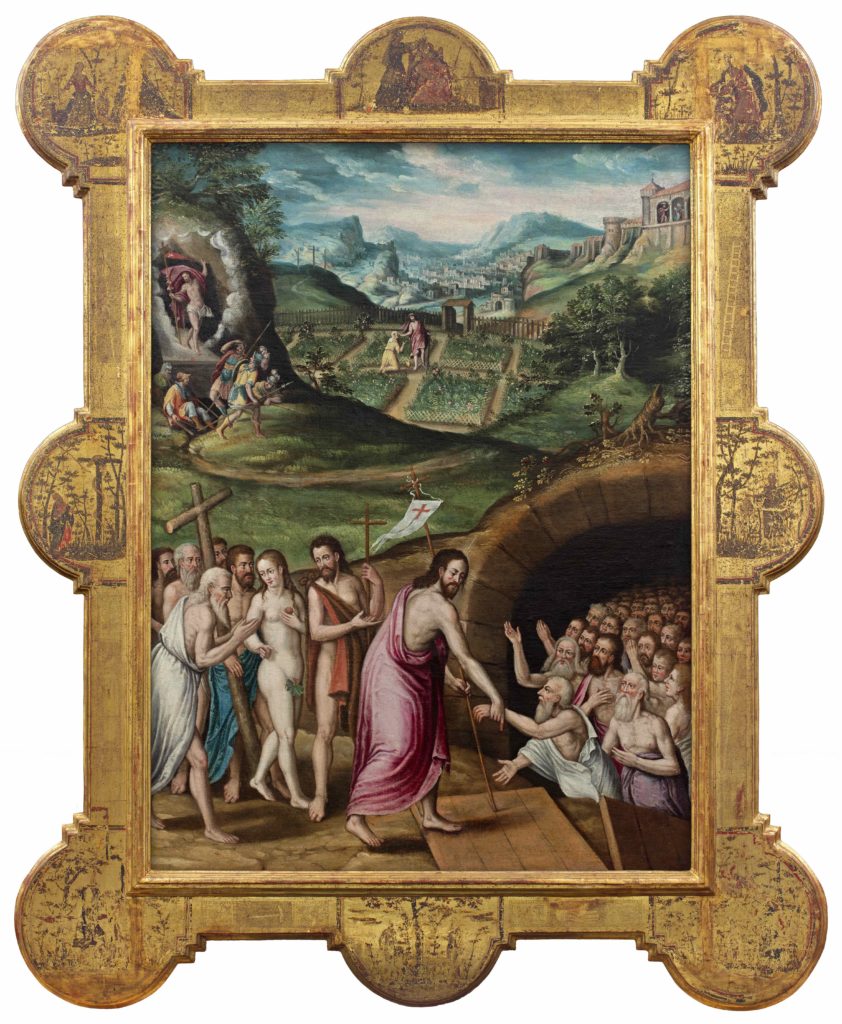 A painting depicting Christ descending into the Limbo of the Patriarchs, at the edge of Hell to reassure the souls waiting there that through his resurrection they will be redeemed.