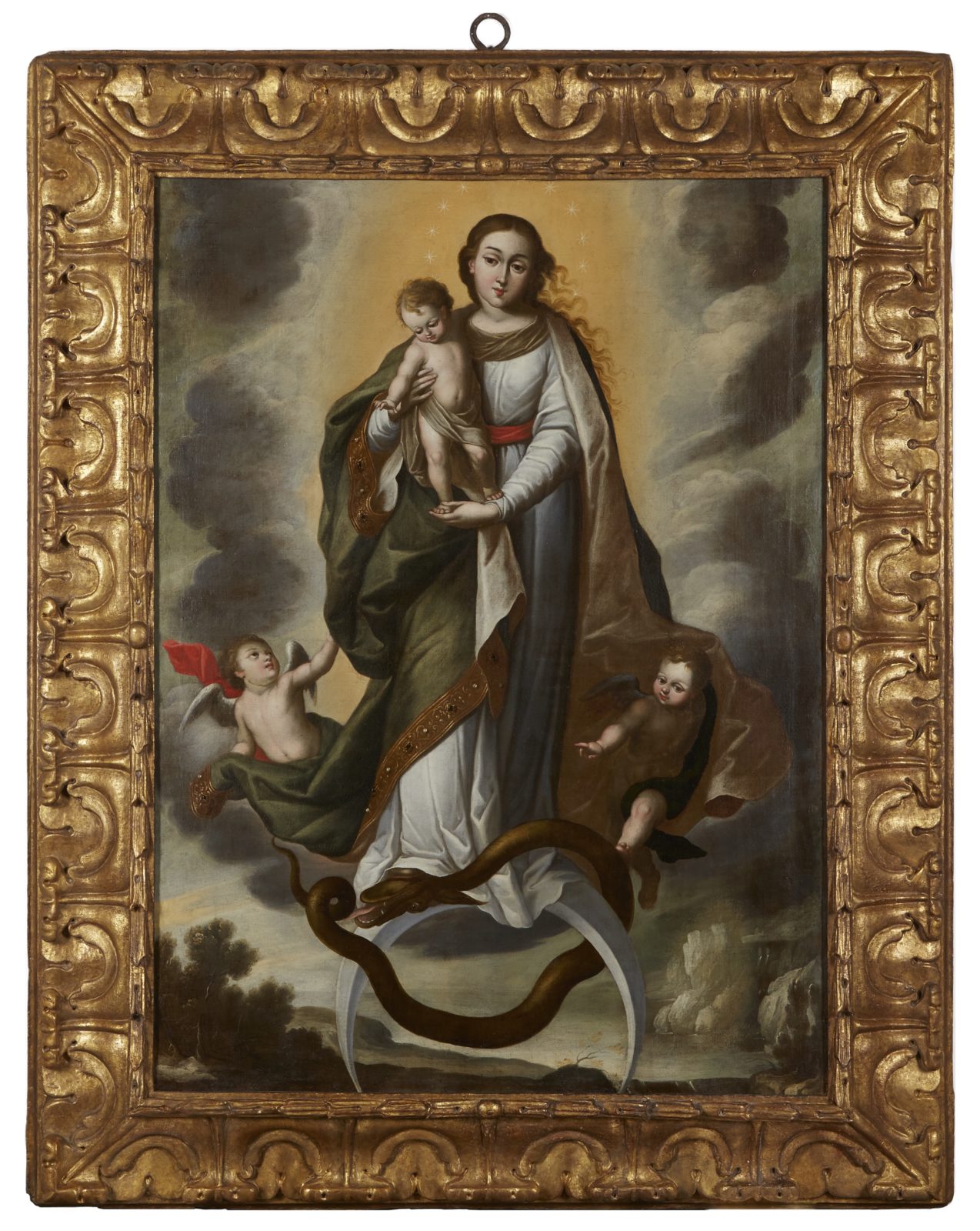 A painting depicting the woman of the Apocalypse, derived from the biblical book of Revelations 12.