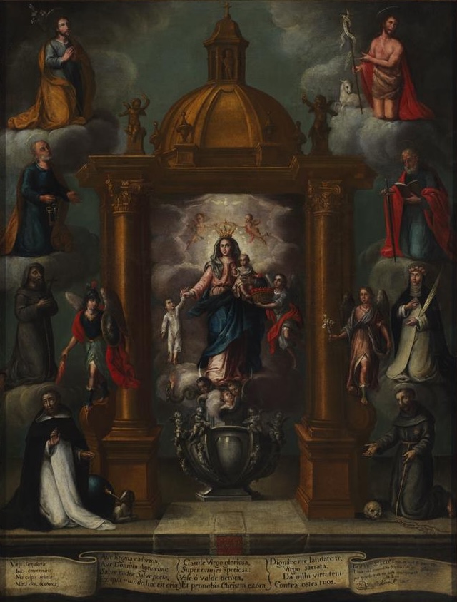 A painting depicting the iconography of Our Lady of the Light.