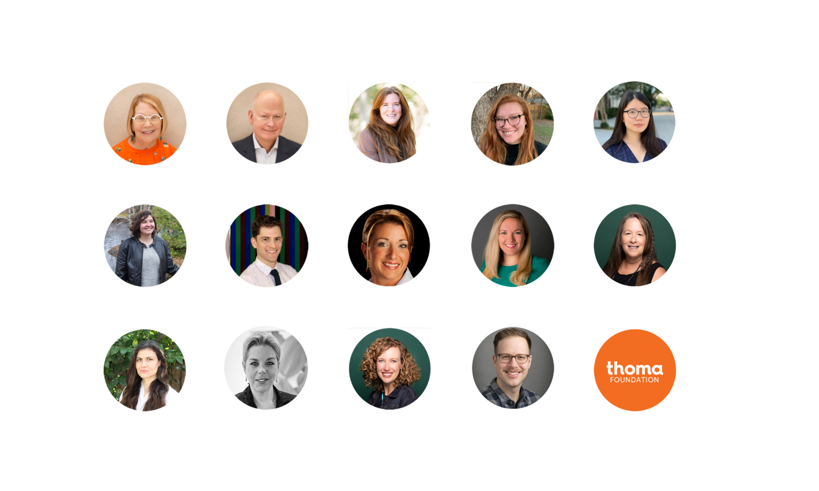 A group of headshots depicting all the team members at the Thoma Foundation.